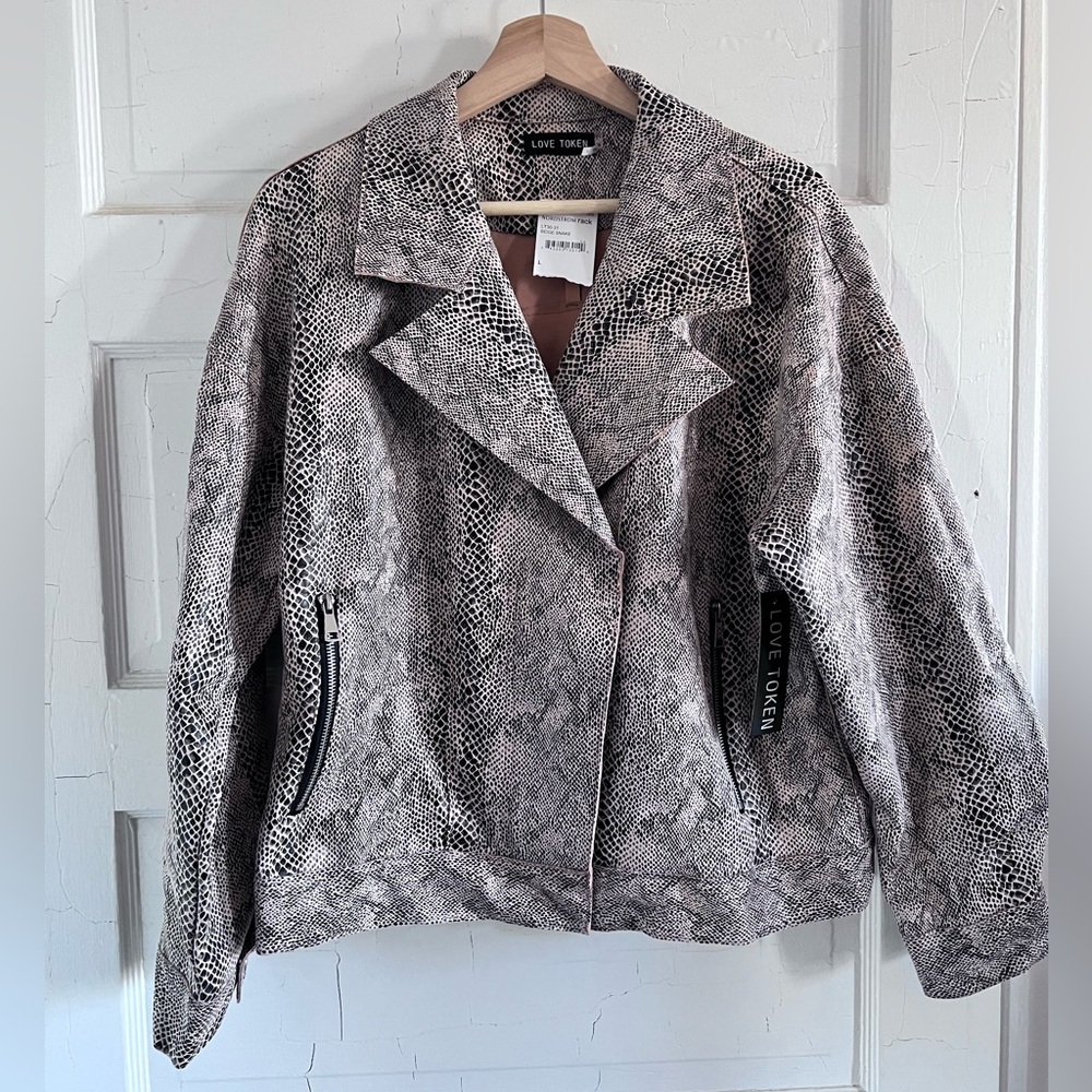 NWT snake print moto jacket by Love Token